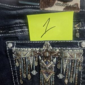 Grace In LA Embroidered Denim Jeans